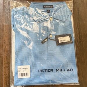 Peter Millar Light Blue Striped Polo Shirt